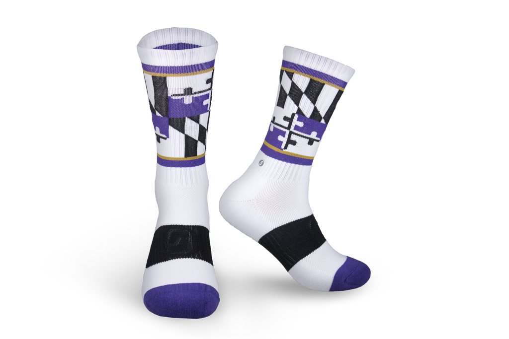 Official Baltimore Skyline Socks for Ravens, Orioles, and Terps
